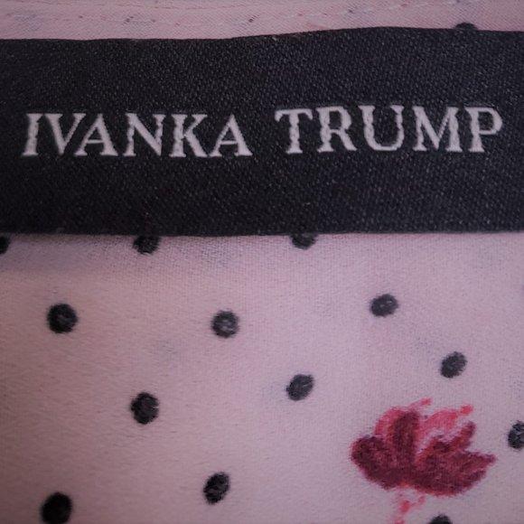 Ivanka Trump Blush Pink Mini Polka Dot & Roses Top - Picture 6 of 7